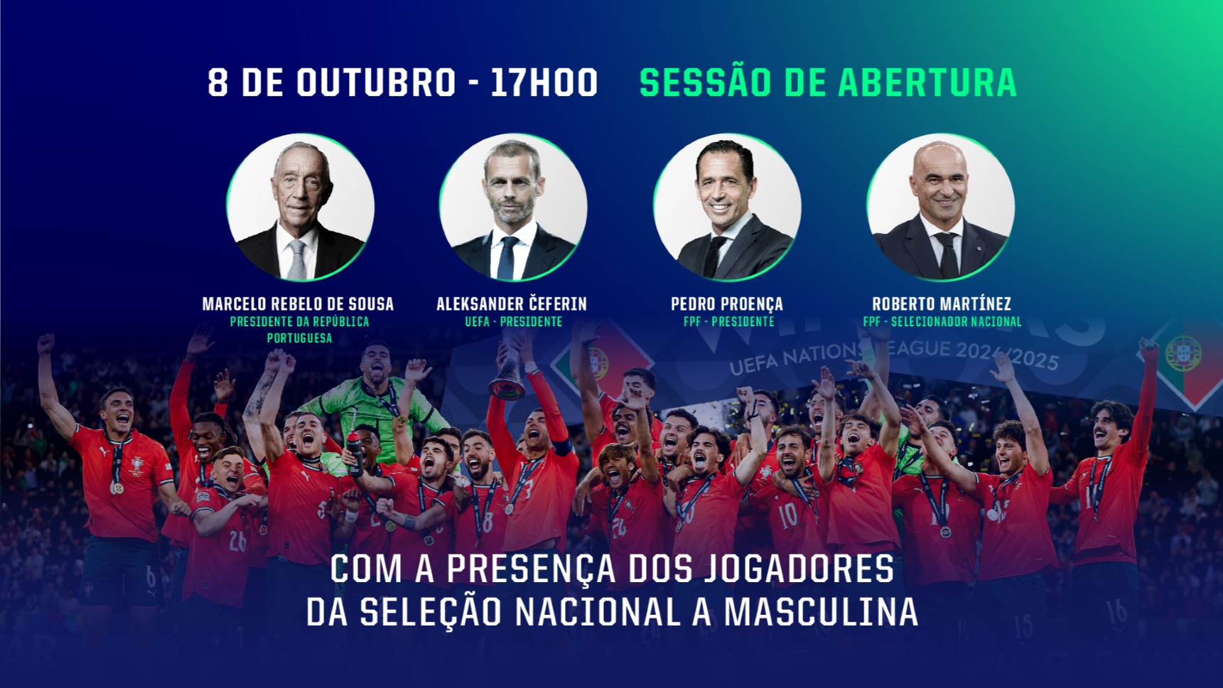 Marcelo Rebelo de Sousa e Aleksander Čeferin presentes na Opening Night do Portugal Football Summit 2025
